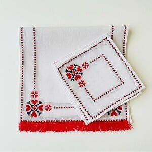 Cross Stitch Table Runner and Napkins Set of 7